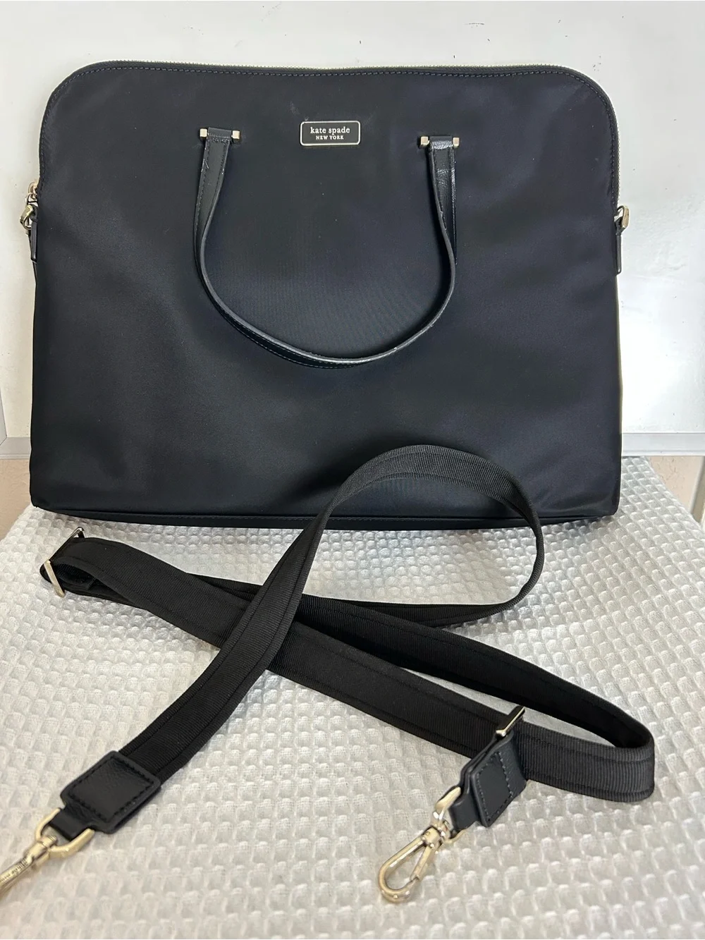 Kate Spade New York Black Nylon Laptop Briefcase Bag Crossbody